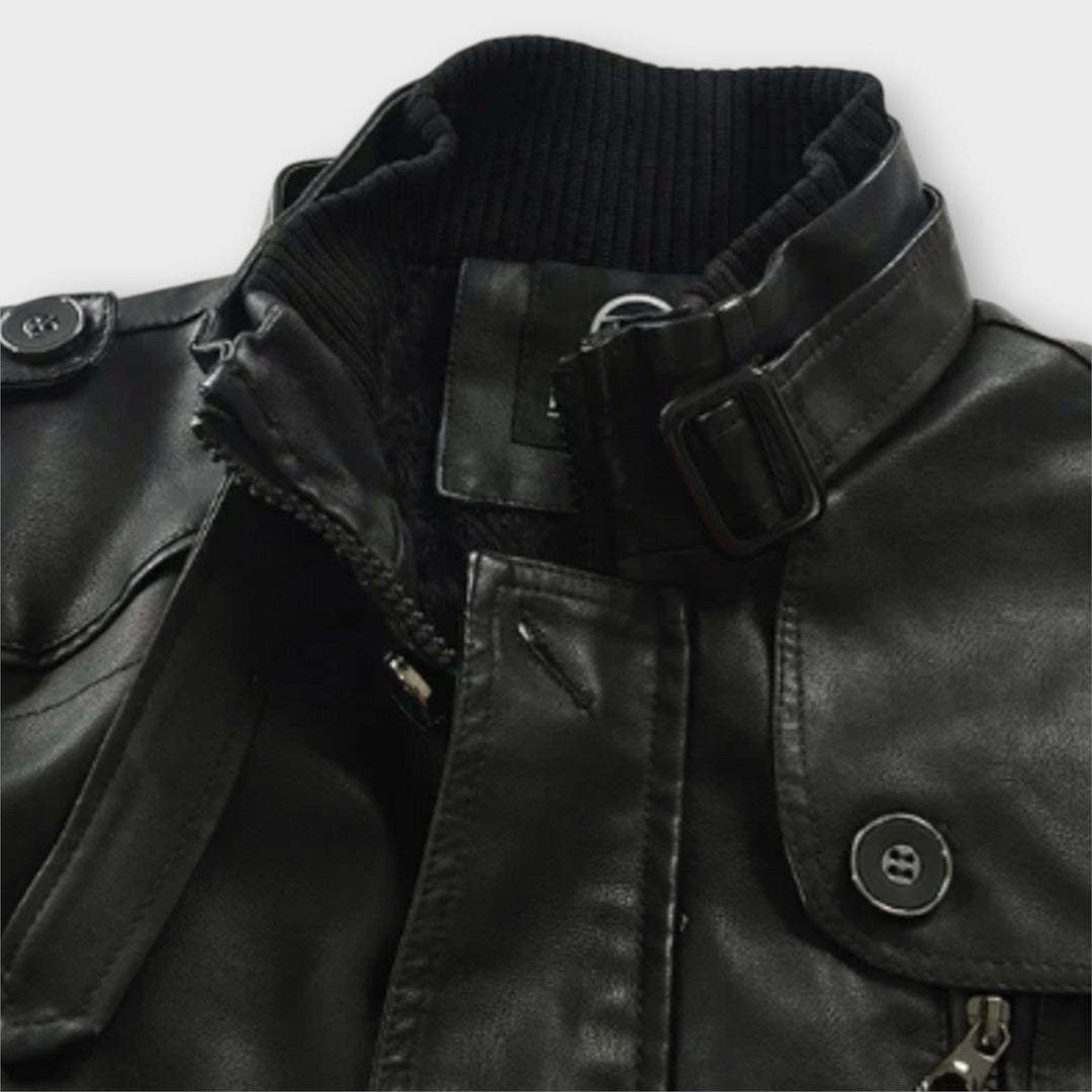 Elegante Bikerjacke aus Leder in Langform