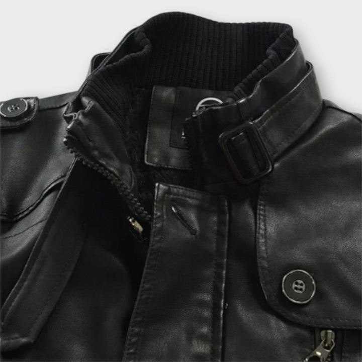 Elegante Bikerjacke aus Leder in Langform