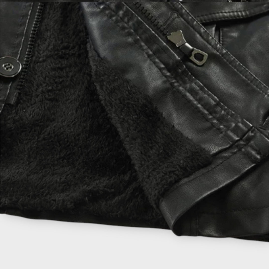 Elegante Bikerjacke aus Leder in Langform