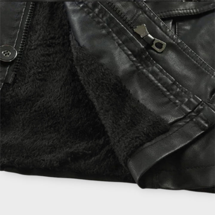 Elegante Bikerjacke aus Leder in Langform