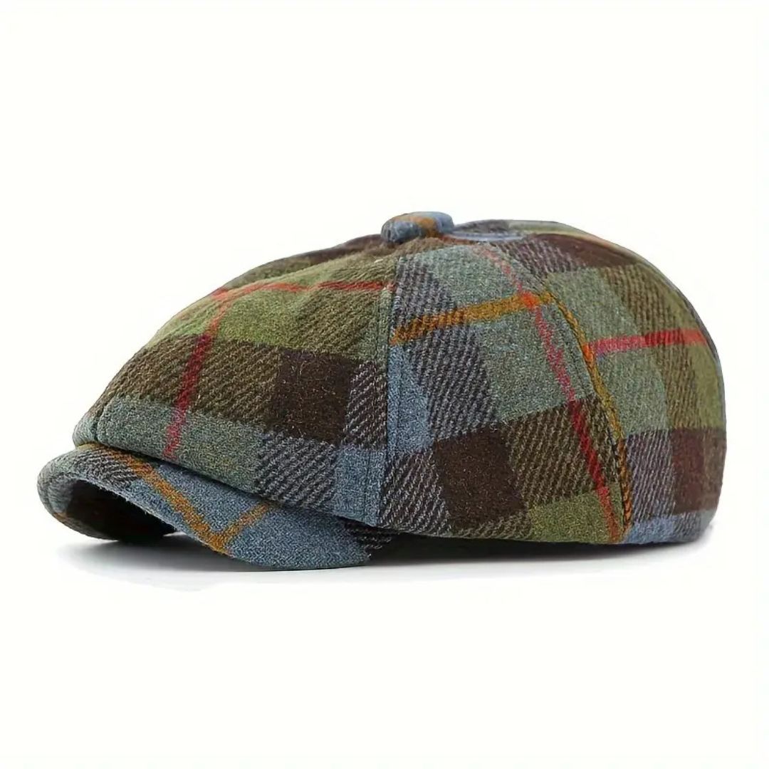 Karierter Wollmischung Newsboy-Cap | TOLEDO