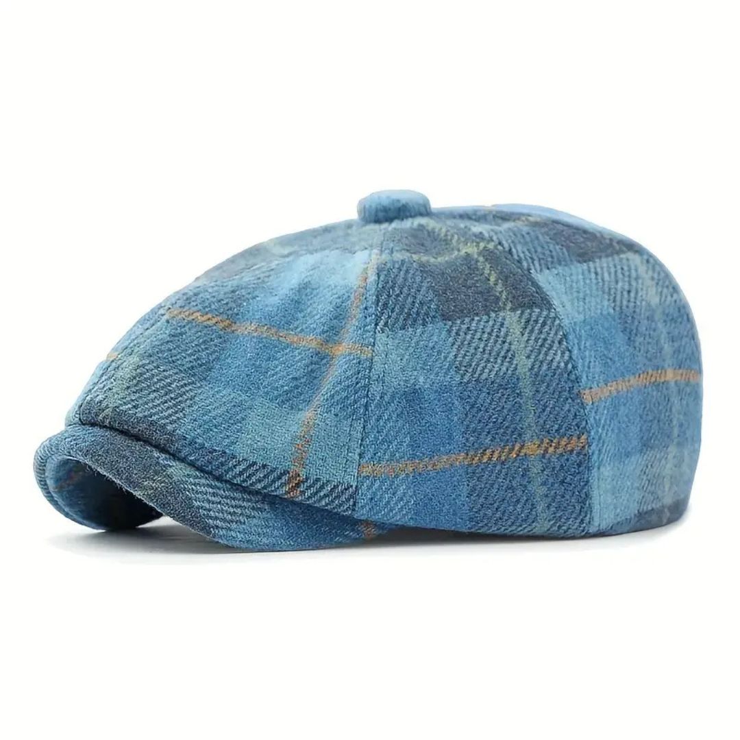 Karierter Wollmischung Newsboy-Cap | TOLEDO