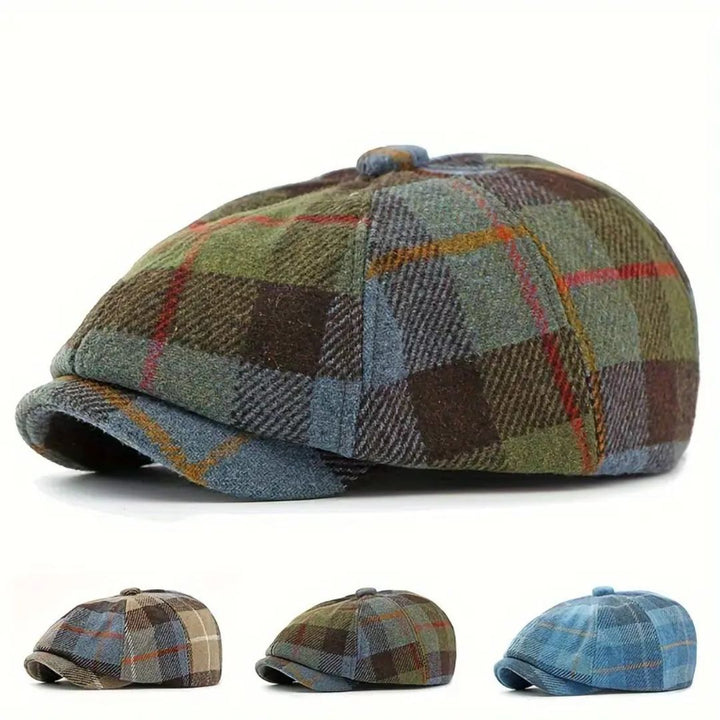 Karierter Wollmischung Newsboy-Cap | TOLEDO
