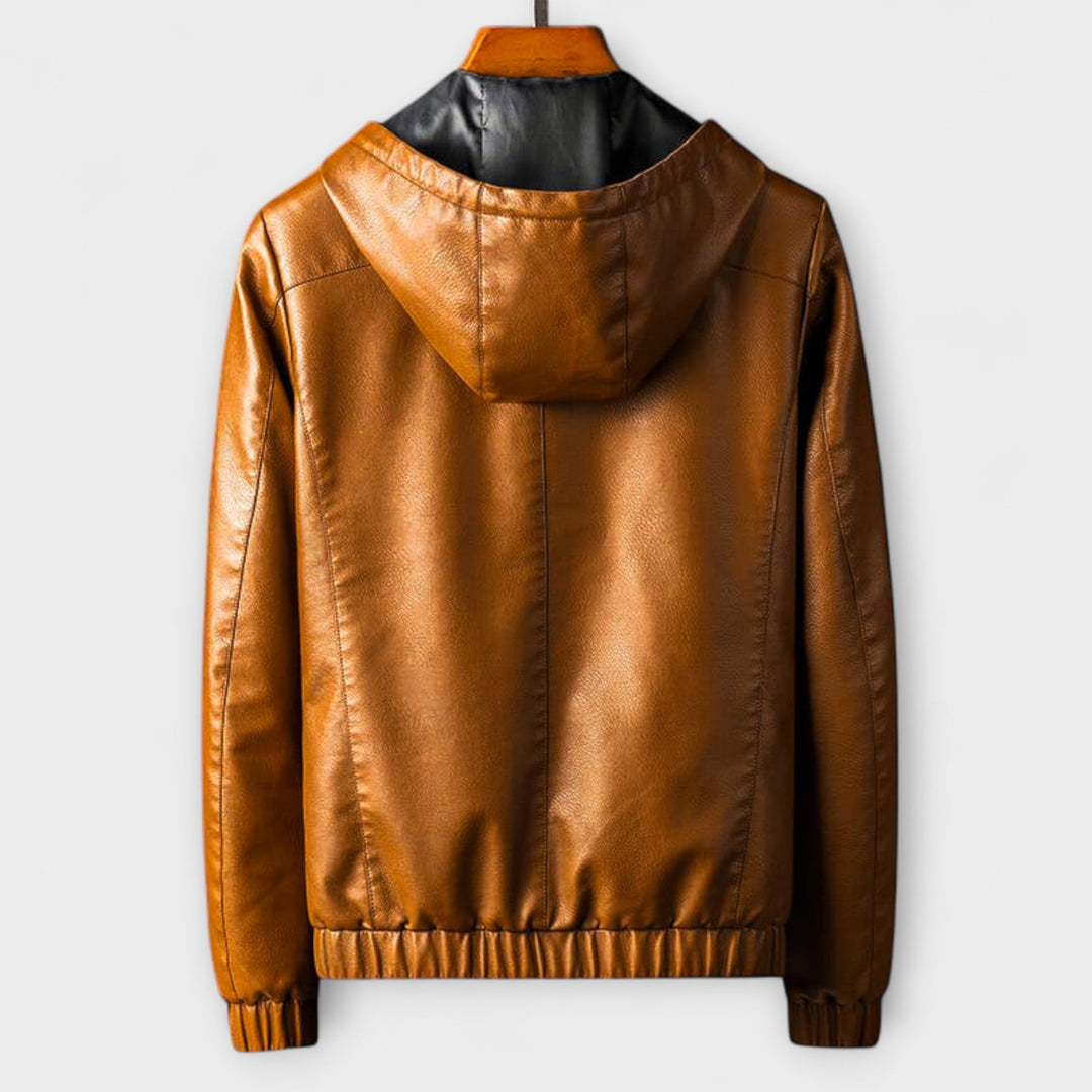 Jacke aus Eco-Leder mit Kapuze