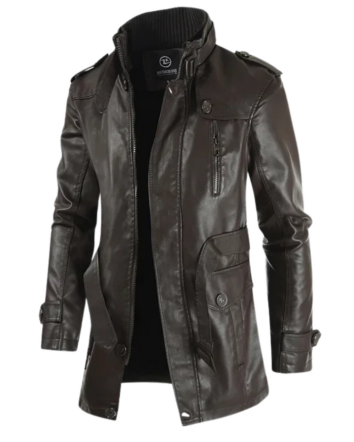 Krystian™ | Elegante Lange Leder Bikerjacke