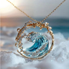 Collier de cristaux de vagues bleues pour femme Oceanic Design - Naia