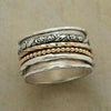Bague vintage en argent et perles d'or