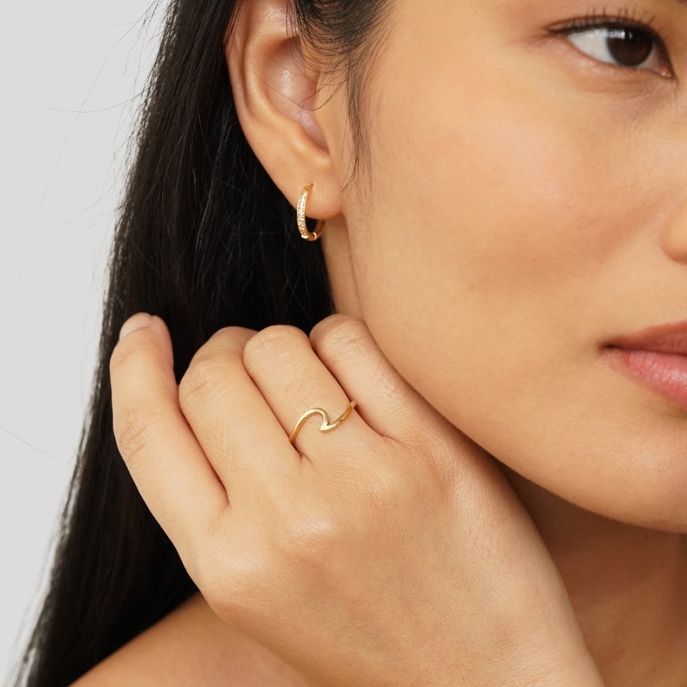 Bague à vagues en or Imari