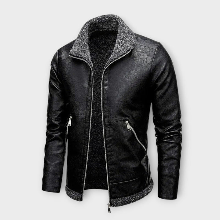 Elegante Jacke aus Leder und Fleece