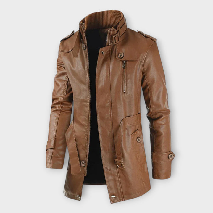 Elegante Bikerjacke aus Leder in Langform