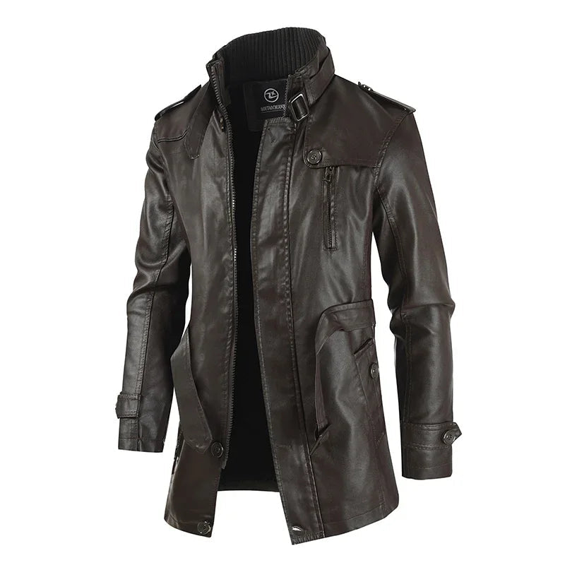 Krystian™ | Elegante Lange Leder Bikerjacke