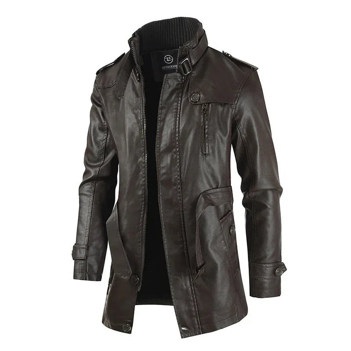 Krystian™ | Elegante Lange Leder Bikerjacke