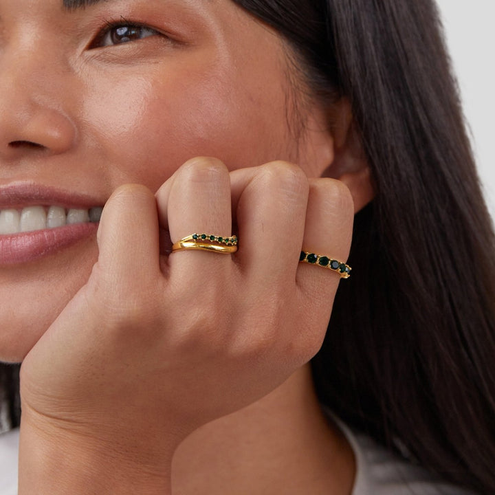 Marissa Emerald Green Layered Ring (bague superposée vert émeraude)