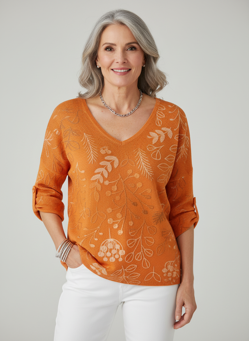 MIRELLE | Pullover aus Baumwollmischung mit Blattmuster